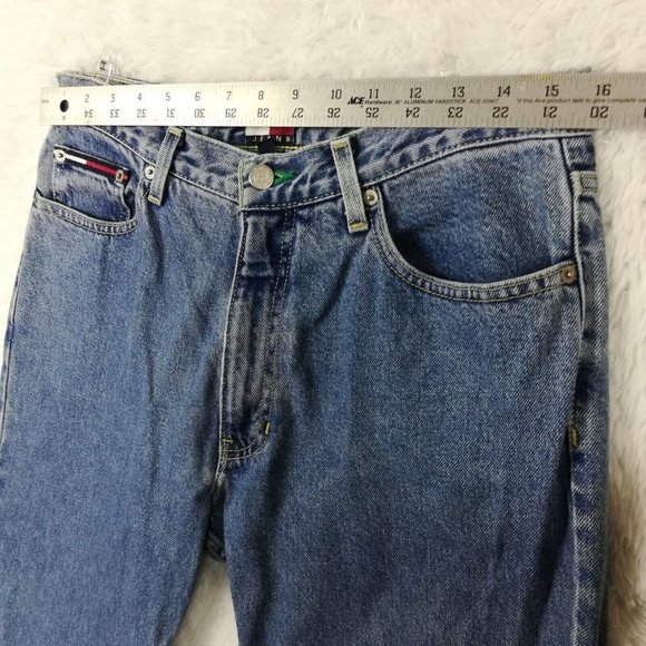 Vintage Tommy Hilfiger Womens Jeans Straight Leg Denim Flag Spellout‎ Logo 30 - Picture 3 of 12